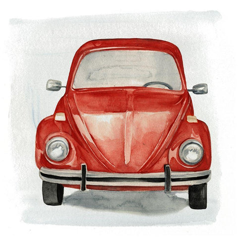 Classic Autos I White Modern Wood Framed Art Print with Double Matting by Parker, Jennifer Paxton