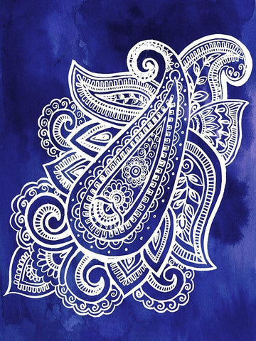 Indigo Paisley I Black Ornate Wood Framed Art Print with Double Matting by Parker, Jennifer Paxton