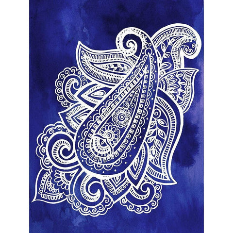 Indigo Paisley I Black Modern Wood Framed Art Print with Double Matting by Parker, Jennifer Paxton