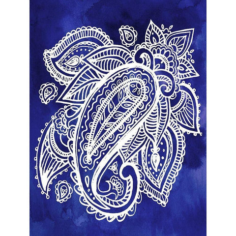 Indigo Paisley II White Modern Wood Framed Art Print by Parker, Jennifer Paxton