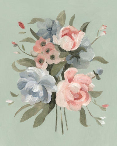 Pastel Bouquet II White Modern Wood Framed Art Print with Double Matting by Scarvey, Emma