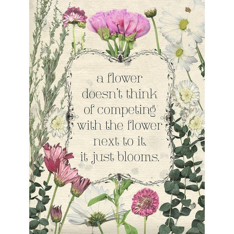 Pressed Floral Quote III Gold Ornate Wood Framed Art Print with Double Matting by Popp, Grace