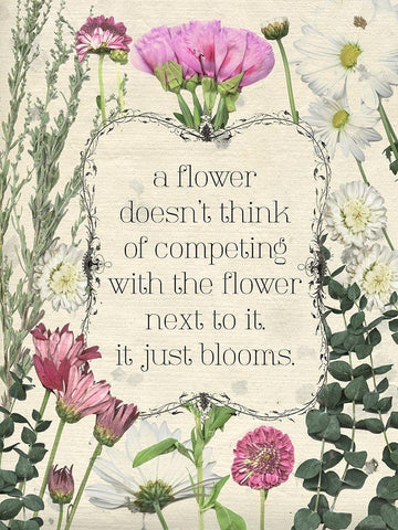 Pressed Floral Quote III Black Ornate Wood Framed Art Print with Double Matting by Popp, Grace