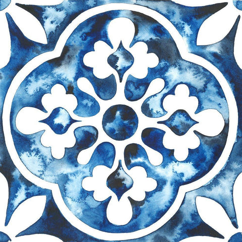 Cobalt Tile I Black Modern Wood Framed Art Print by Popp, Grace