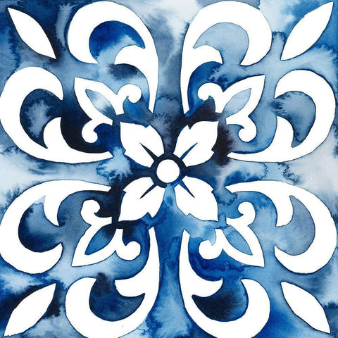 Cobalt Tile II Gold Ornate Wood Framed Art Print with Double Matting by Popp, Grace