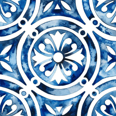 Cobalt Tile IV White Modern Wood Framed Art Print with Double Matting by Popp, Grace