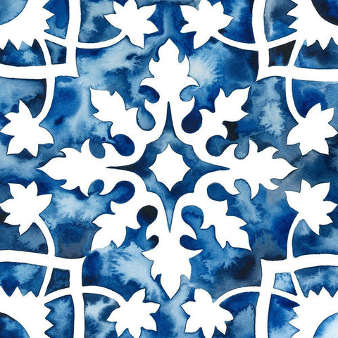 Cobalt Tile V Black Modern Wood Framed Art Print with Double Matting by Popp, Grace
