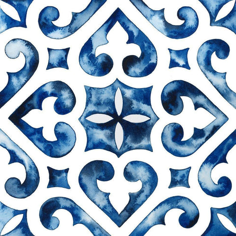 Cobalt Tile VI Black Modern Wood Framed Art Print with Double Matting by Popp, Grace