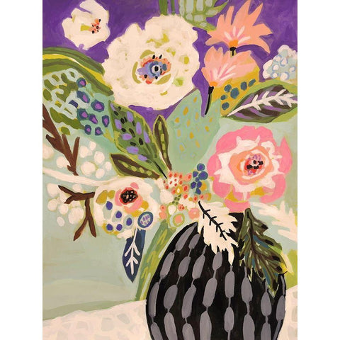 Fresh Flowers in Vase I Black Modern Wood Framed Art Print with Double Matting by Fields, Karen