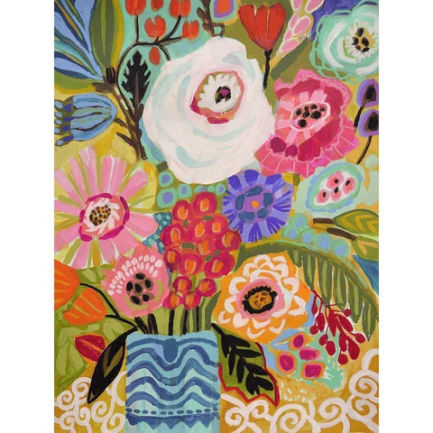 Fresh Flowers in Vase II Gold Ornate Wood Framed Art Print with Double Matting by Fields, Karen