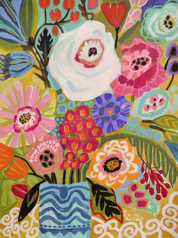 Fresh Flowers in Vase II Black Ornate Wood Framed Art Print with Double Matting by Fields, Karen