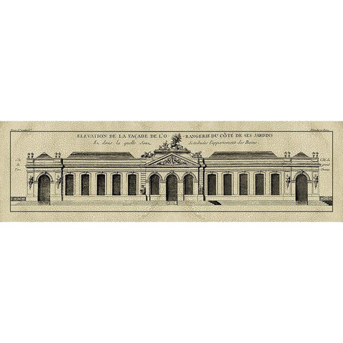 Crackled B and W Palace Facade III Black Modern Wood Framed Art Print with Double Matting by Blondel, J.F.