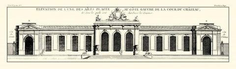 Crackled B and W Palace Facade IV White Modern Wood Framed Art Print with Double Matting by Blondel, J.F.