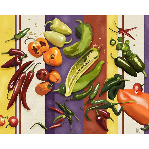 Sarape Peppers I White Modern Wood Framed Art Print by Reynolds, Jade