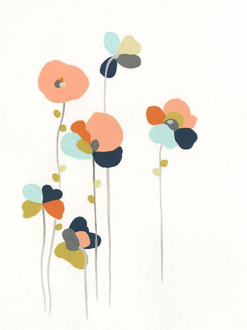 Modular Bouquet I White Modern Wood Framed Art Print with Double Matting by Vess, June Erica