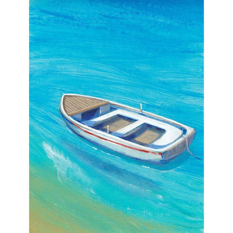 Anchored Dingy I Black Modern Wood Framed Art Print with Double Matting by OToole, Tim