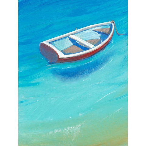 Anchored Dingy II Black Modern Wood Framed Art Print with Double Matting by OToole, Tim