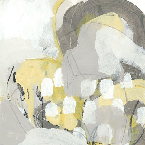 Citron Mist I Black Modern Wood Framed Art Print with Double Matting by Vess, June Erica