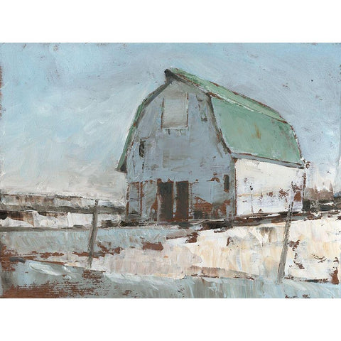 Plein Air Barn I White Modern Wood Framed Art Print by Harper, Ethan