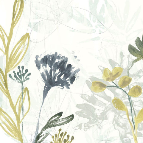 Tropical Stems II White Modern Wood Framed Art Print by Vess, June Erica