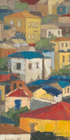 Primary Rooftops I Black Ornate Wood Framed Art Print with Double Matting by Meagher, Megan