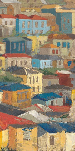 Primary Rooftops II White Modern Wood Framed Art Print with Double Matting by Meagher, Megan