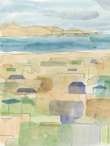 Mediterranean Coast I White Modern Wood Framed Art Print with Double Matting by Meagher, Megan