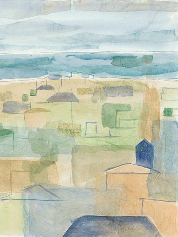 Mediterranean Coast II White Modern Wood Framed Art Print with Double Matting by Meagher, Megan