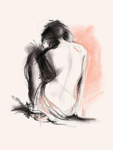 Figure Gesture IV White Modern Wood Framed Art Print with Double Matting by Parker, Jennifer Paxton