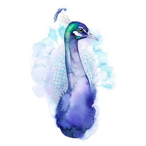 Bejeweled Peacock I Black Modern Wood Framed Art Print with Double Matting by Popp, Grace