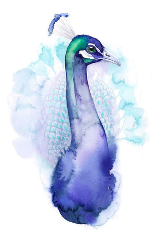 Bejeweled Peacock I Black Ornate Wood Framed Art Print with Double Matting by Popp, Grace