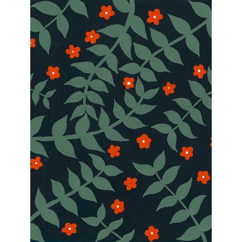 Blooming Garden Pattern I Black Modern Wood Framed Art Print with Double Matting by Moore, Regina
