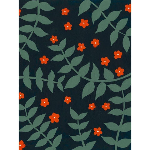 Blooming Garden Pattern II Black Modern Wood Framed Art Print with Double Matting by Moore, Regina