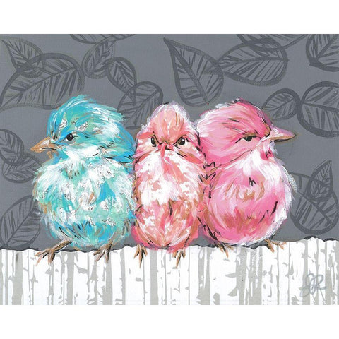 Bird Trio I Gold Ornate Wood Framed Art Print with Double Matting by Rutledge, Jennifer