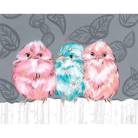 Bird Trio II Gold Ornate Wood Framed Art Print with Double Matting by Rutledge, Jennifer
