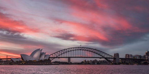 Fire in the Harbor White Modern Wood Framed Art Print with Double Matting by Head, Danny