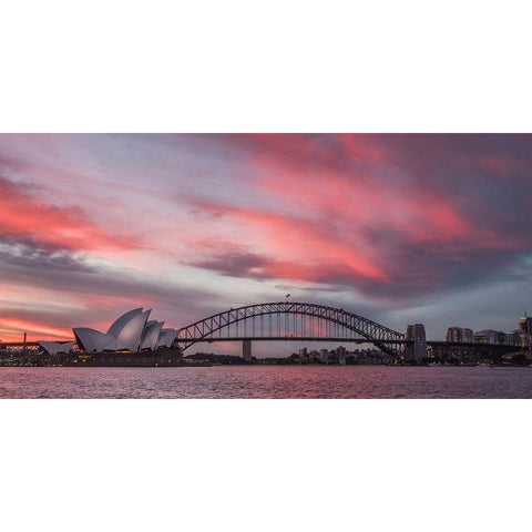 Fire in the Harbor Gold Ornate Wood Framed Art Print with Double Matting by Head, Danny