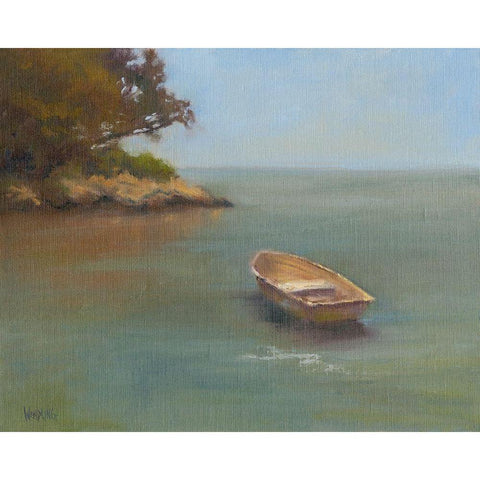 Harbored Dories II Black Modern Wood Framed Art Print with Double Matting by Wendling, Marilyn