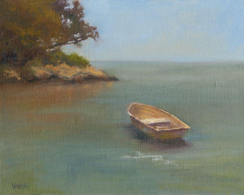 Harbored Dories II Black Ornate Wood Framed Art Print with Double Matting by Wendling, Marilyn