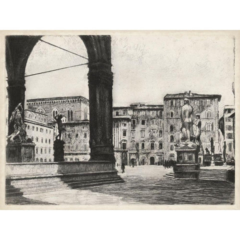 Scenes in Firenze I Black Modern Wood Framed Art Print with Double Matting by Unknown