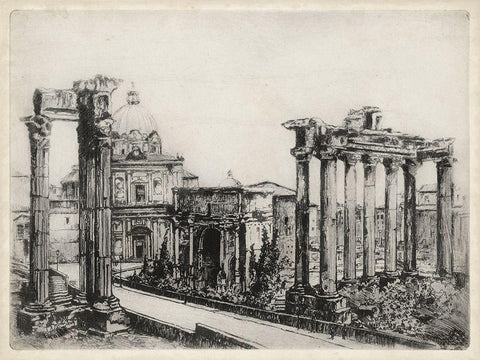 Scenes in Roma Black Ornate Wood Framed Art Print with Double Matting by Unknown