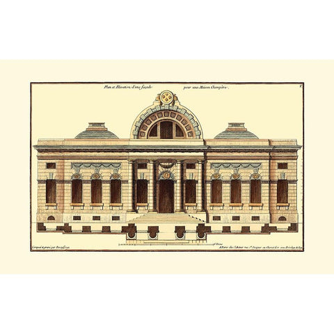 Architectural Facade III Gold Ornate Wood Framed Art Print with Double Matting by Deneufforge