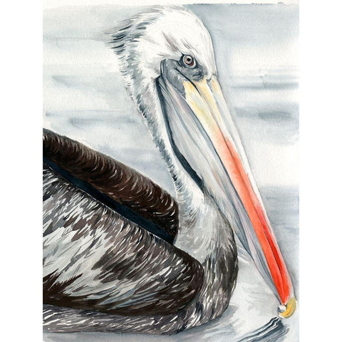 Grey Pelican I Gold Ornate Wood Framed Art Print with Double Matting by Parker, Jennifer Paxton