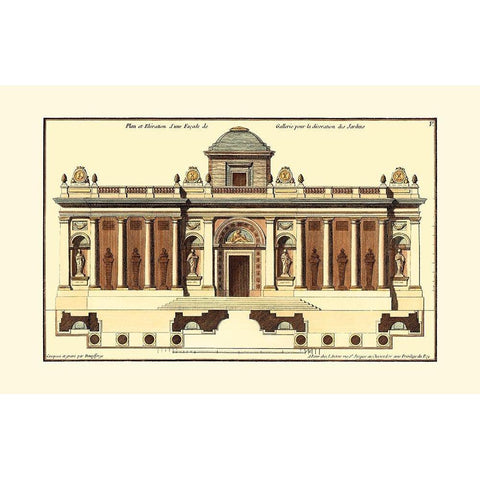 Architectural Facade IV Gold Ornate Wood Framed Art Print with Double Matting by Deneufforge