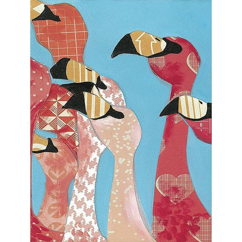 Flock of Flamingoes I Gold Ornate Wood Framed Art Print with Double Matting by Rutledge, Jennifer