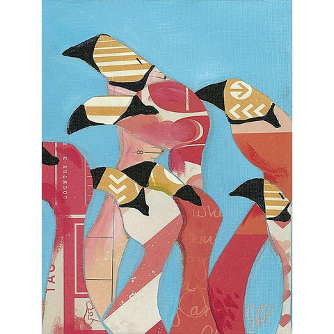 Flock of Flamingoes II Gold Ornate Wood Framed Art Print with Double Matting by Rutledge, Jennifer