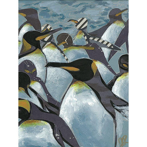 Colony of Penguins II Gold Ornate Wood Framed Art Print with Double Matting by Rutledge, Jennifer
