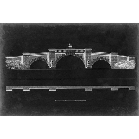 Bridge Schematic III Black Modern Wood Framed Art Print with Double Matting by Vision Studio