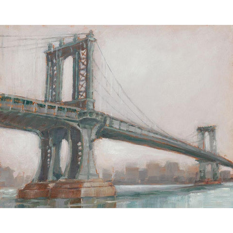 Spanning the East River II White Modern Wood Framed Art Print by Harper, Ethan