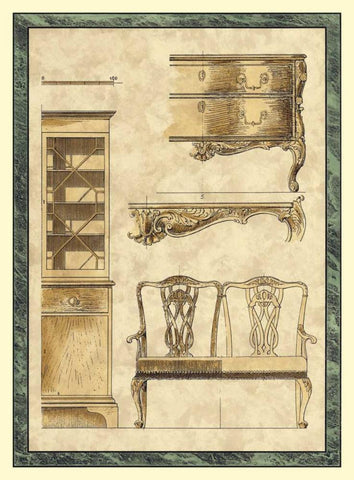 Chippendale Furniture I Black Ornate Wood Framed Art Print with Double Matting by Vision Studio